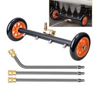 Vilgftyiet Accesorio de lavadora a presión del tren de rodaje, escoba de agua de doble función para camiones, SUV, coches, remolques, con varitas de extensión de 16 pulgadas y 90 grados, 4000 PSI