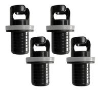Vilgftyiet Adaptador de válvula para barco inflable, tabla de surf y cama de aire, conector de rosca de plástico ABS con junta de goma, 0.8 x 1.8 pulgadas, negro (paquete de 4)