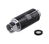 Vilgftyiet Alcachofa de ducha con pantalla LED de temperatura para seguridad en el baño del bebé, termómetro de agua autoalimentado, monitor de calor en tiempo real, conexión estándar G1/2, negro y