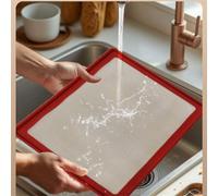 Vilgftyiet Alfombrilla de silicona para horno con marco de metal, 42 x 32 cm, antiadherente, para cocina, color rojo y rojo