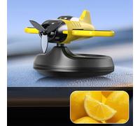 Vilgftyiet Ambientador de coche alimentado por energía solar con diseño giratorio, adorno de decoración interior, compatible con la mayoría de vehículos, aroma profundo azul (amarillo-limón)
