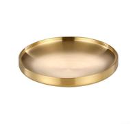 Vilgftyiet Bandeja redonda de acero inoxidable dorado de doble capa con acabado cepillado, plato aislado para fiestas y uso diario, base antideslizante, fácil de limpiar, 17/19/21/23 cm (19 cm)