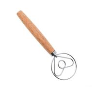 Vilgftyiet Batidor de masa danés para mezcla de pan de masa madre, varilla agitadora de acero inoxidable 304 de 10 pulgadas con mango de madera, diseño en forma de corazón para hornear masa y claras