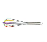 Vilgftyiet Batidor de silicona de acero inoxidable, mezclador de mano de agarre cómodo para huevos y masa, utensilio de cocina para cocinar y hornear en casa, 30 cm (B)