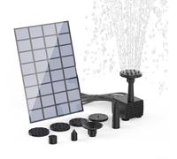 Vilgftyiet Bomba de fuente alimentada por energía solar para exteriores con 6 tipos de boquilla y cable de alimentación de 10 pies para estanque, jardín y pecera