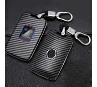 Vilgftyiet Funda protectora para llave de coche con llavero para Renault Koleos, Kadjar, Megane, Clio, Captur, Espace, Laguna, Kangoo, fibra de carbono, color negro