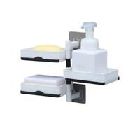 Vilgftyiet Jabonera giratoria de pared sin perforación y almacenamiento multicapa para baño e inodoro de tres capas