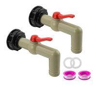 Vilgftyiet Juego de grifo de tanque IBC de plástico con 2 conectores para almacenamiento de agua de lluvia de 1000 L, adaptador de válvula de bola de boquilla de 32 mm y juntas compatibles con