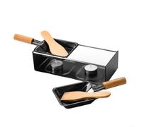 Vilgftyiet Juego de parrilla raclette de acero inoxidable con revestimiento antiadherente, sartén eléctrica para derretir queso y tabla de barbacoa para reuniones familiares, color negro