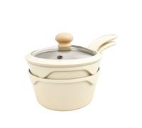 Vilgftyiet Juego de utensilios de cocina de aluminio con tapas, sartén compacta y olla de leche para cocinas pequeñas, preparación de salsas y cocina diaria (blanco)