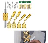 Vilgftyiet Kit de adaptador de CA mini dividido para R32 R454B R410A, adaptadores de montaje de latón de 1/4 pulgadas con removedor de núcleo de válvula, 5 núcleos y juntas para mantenimiento y carga