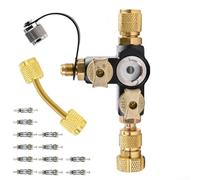 Vilgftyiet Kit de herramientas de extracción de núcleo de válvula de 1/4 pulgadas con vidrio de visión para HVAC Mini-Splits, juego de extractor de válvula doble de latón para tareas de reparación y