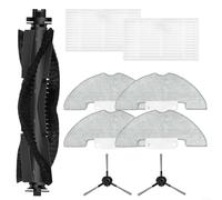 Vilgftyiet Kit de piezas de repuesto para Cleanova W7/W11 W15 para aspiradora robot Vexilar W7/W9 W11 W15, incluye cepillo principal, cepillos laterales, filtros y paños de microfibra (A)