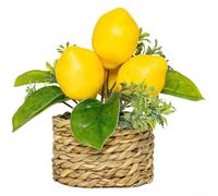 Vilgftyiet Limonero artificial en maceta de 15 cm, realista para mini planta falsa con limones amarillos, decoración de plástico de bajo mantenimiento para el hogar, oficina, escritorio, estante de