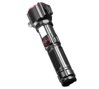 Vilgftyiet Linterna LED recargable impermeable con banco de energía y martillo de seguridad, linterna de luz dual de enfoque ajustable para senderismo, camping, blanco (A)