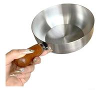 Vilgftyiet Olla de leche de acero inoxidable con mango de madera, sartén antiadherente para alimentos para bebés y cacerola para calentar leche, freír huevos, comidas de una sola porción (16 cm sin