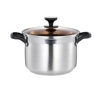 Vilgftyiet Olla de sopa de acero inoxidable con mango de madera, 22 cm, 24 | Mango de madera grueso que se mantiene fresco para un levantamiento seguro y cómodo incluso cuando la olla está llena y