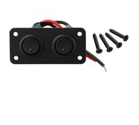 Vilgftyiet Panel de interruptores basculantes de 2 bandas con indicador LED azul para coche, caravana, camión y aplicaciones marinas de 12 V, carcasa de plástico y metal, resistente a salpicaduras