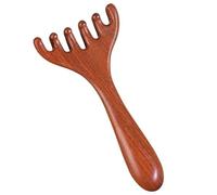 Vilgftyiet Peine de masaje de cabeza de sándalo dorado para estimulación del cuero cabelludo, raspado y acupuntura para dragar meridianos, diseño de 5 garras para un bienestar holístico A