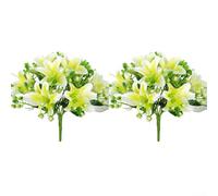 Vilgftyiet Ramo de flores de seda con 9 cabezas de lirio realista, arreglo floral artificial, decoración del hogar para comedor, sala de estar, ocasiones especiales, 4 opciones de color, 33 cm de