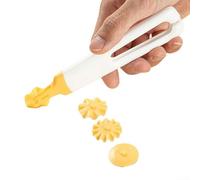 Vilgftyiet Rodillo de masa de polipropileno de 15,6 cm con borde de encaje dentado para hacer bolas de masa de galletas, utensilios de cocina, herramienta de horneado, naranja y blanco