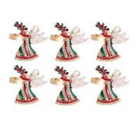 Vilgftyiet Servilletero de Navidad brillante con diseño de ángel para celebraciones festivas, decoración de diamantes de imitación para mujeres, accesorios de mesa versátiles, perfecto para eventos de
