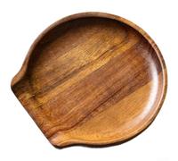 Vilgftyiet Soporte de cuchara de madera maciza para cocina, bandeja de captura profunda para mantener las encimeras limpias, organizador ovalado redondo en forma de pez para herramientas de cocina