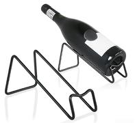 Vilgftyiet Soporte geométrico para botellas de vino, juego de 2 piezas de estante de metal para encimera de cocina, diseño moderno para almacenamiento de bebidas alcohólicas, huella pequeña, oro