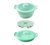 Vilgftyiet Vaporizador de microondas de 42 onzas con cesta extraíble, vaporizador rápido y saludable para albóndigas de verduras, diseño plegable que ahorra espacio para cocinas pequeñas y caravanas