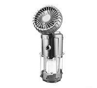 Vilgftyiet Ventilador solar portátil con carga USB, linterna LED recargable para acampar y banco de energía para teléfono, lámpara colgante plegable para tienda de campaña, senderismo, plata (2)