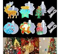 Vilihkc Moldes de resina de Navidad, moldes de silicona para adornos de Navidad, moldes de Navidad epoxi para fundición de resina con 2 luces de hadas para decoraciones de árbol de Navidad
