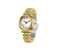 VILKFY Reloj cuadrado de cuarzo para mujer, esfera con números romanos, resistente al agua, Dorado, blanco, Moda de ocio y negocios