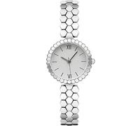 VILKFY Reloj de pulsera analógico para mujer, esfera pequeña, impermeable, de acero inoxidable, estilo retro, informal, de cuarzo, plateado blanco, Moda
