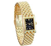 VILKFY Relojes para mujer, vintage, rectangular, con esfera romana, correa de acero inoxidable, reloj de cuarzo casual de lujo, Negro dorado, Retro, moderno