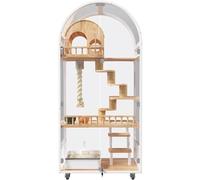 Villa arqueada para Gatos, casa para Gatos de Varias Capas con Inodoro y Rueda Universal, condominio panorámico para Gatos con Vidrio, Lujo para Gatos