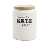 Villa D 'Este Home Tivoli Tarro de Sal, gres, Color Blanco, 11 x 15 cm