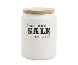 Villa D 'Este Home Tivoli Tarro de Sal, gres, Color Blanco, 11 x 15 cm
