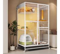 Villa de interior para gatos, caseta de metal resistente con ruedas universales para una fácil limpieza, segura y cómoda casa de mascotas