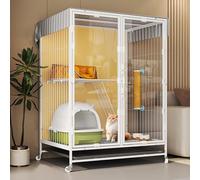 Villa de interior para gatos, caseta de metal resistente con ruedas universales para una fácil limpieza, segura y cómoda casa de mascotas