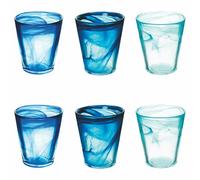 Villa d'Este Home Tivoli 1996 Alabastro Ocean - Juego de 6 vasos de agua cónicos de 250 ml, de cristal, superficie difuminada