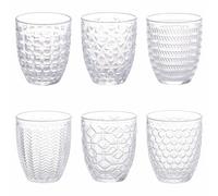 Villa d'Este Home Tivoli 1996 Geometrie Light - Juego de 6 vasos de agua (320 ml, cristal transparente decorado en relieve)