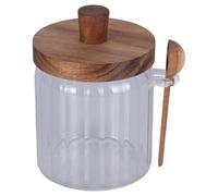 Villa d'Este Home Tivoli 1996 Tarro de 460 ml de vidrio de borosilicato, tapa y cuchara de madera de acacia, Glass