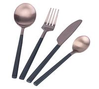 Villa d'Este Home Tivoli 5913427 Juego de 24 cubiertos de cobre y negro de acero mate, estilo inoxidable