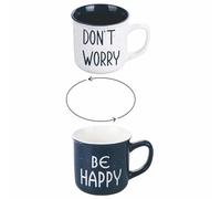 Villa d'Este Home Tivoli Be Positive - Juego de 2 tazas de porcelana (320 ml), color azul