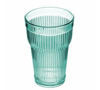 Villa d'Este Home Tivoli Fashion Ocean - Juego de 6 vasos de 400 ml (acrílico), superficie trabajada con rayas verticales, aguamarina