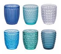 Villa d'Este Home Tivoli Geometrie Ocean - Juego de 6 vasos de agua (320 ml, cristal coloreado transparente)