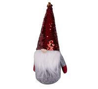 Villa d'Este Home Tivoli Gnomo Natalizio H.25 cm, Sombrero Lentejuelas, Xmas Trendy, Rojo + Gris, Medium