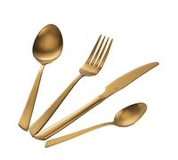 Villa d'Este Home Tivoli Juego de 24 cubiertos de acero inoxidable, oro satinado, corte medio, 24 unidades