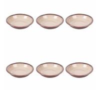 Villa d'Este Home Tivoli Juego de 6 platos hondos beige de gres, borde marrón, Bretagne Terra