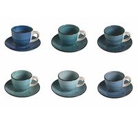 Villa d'Este Home Tivoli Juego de 6 tazas de café de 90 ml con platillo de gres, Baita Acqua